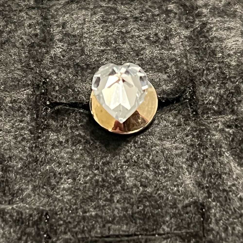 Gold-Tone Button with Clear heart shape Crystal Accent - Women's Jewelry